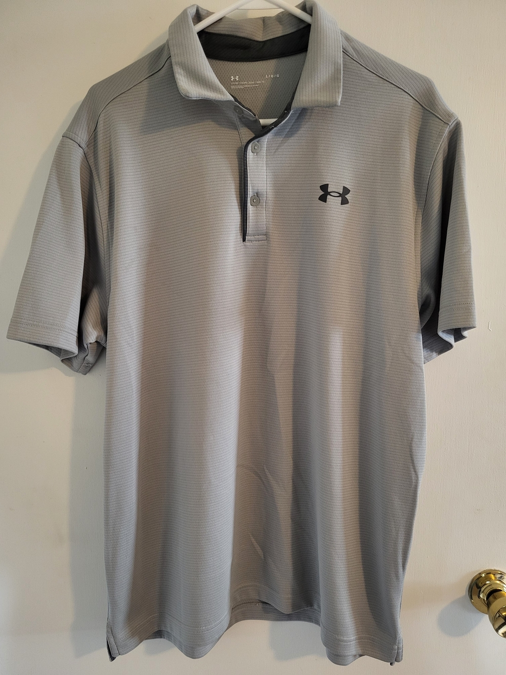 Under Armour Men's UA Tech Polo Golf Shirt Active Stripe Mesh Gray Sz Large